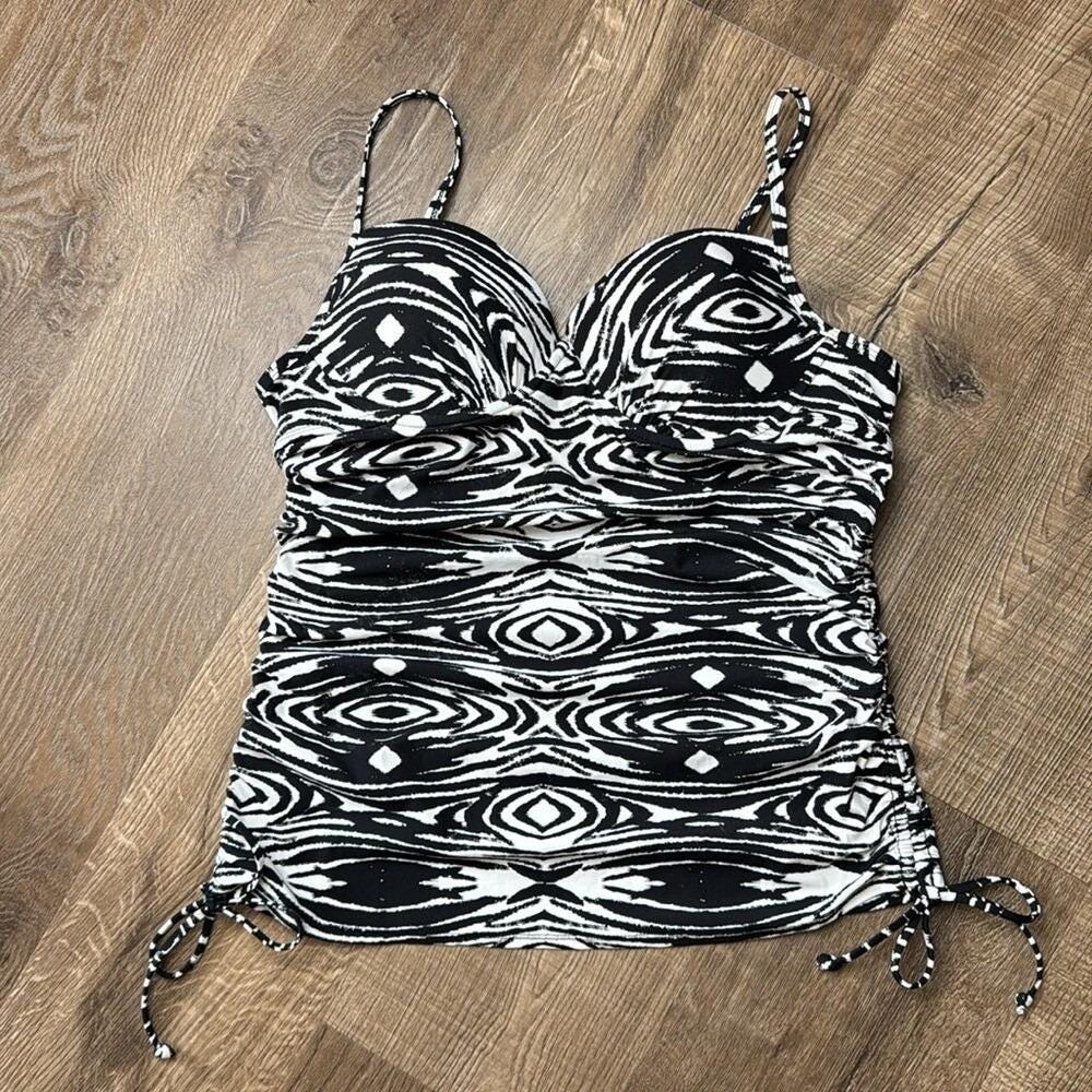 ASSETS by Spanx Zebra Print Ruched Tankini Top Size Large - Picture 7 of 8